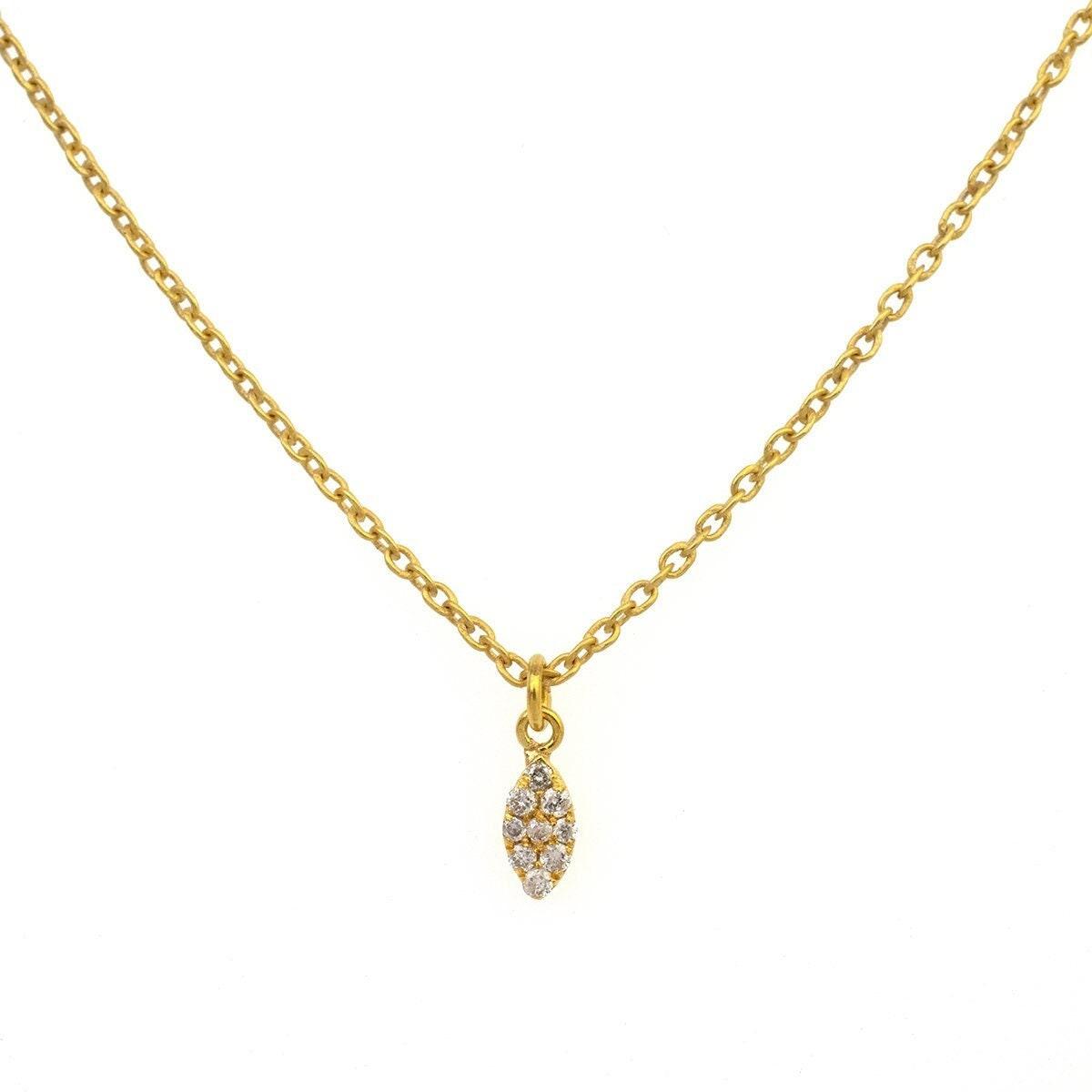 14K Yellow Gold White Diamond Charm Pendant - SAR Gems
