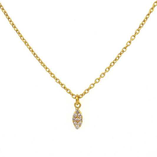 14K Yellow Gold White Diamond Charm Pendant - SAR Gems