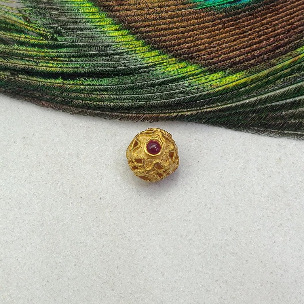 18K Gold Rondelle Stone Bead For Jewelry Findings 7mm