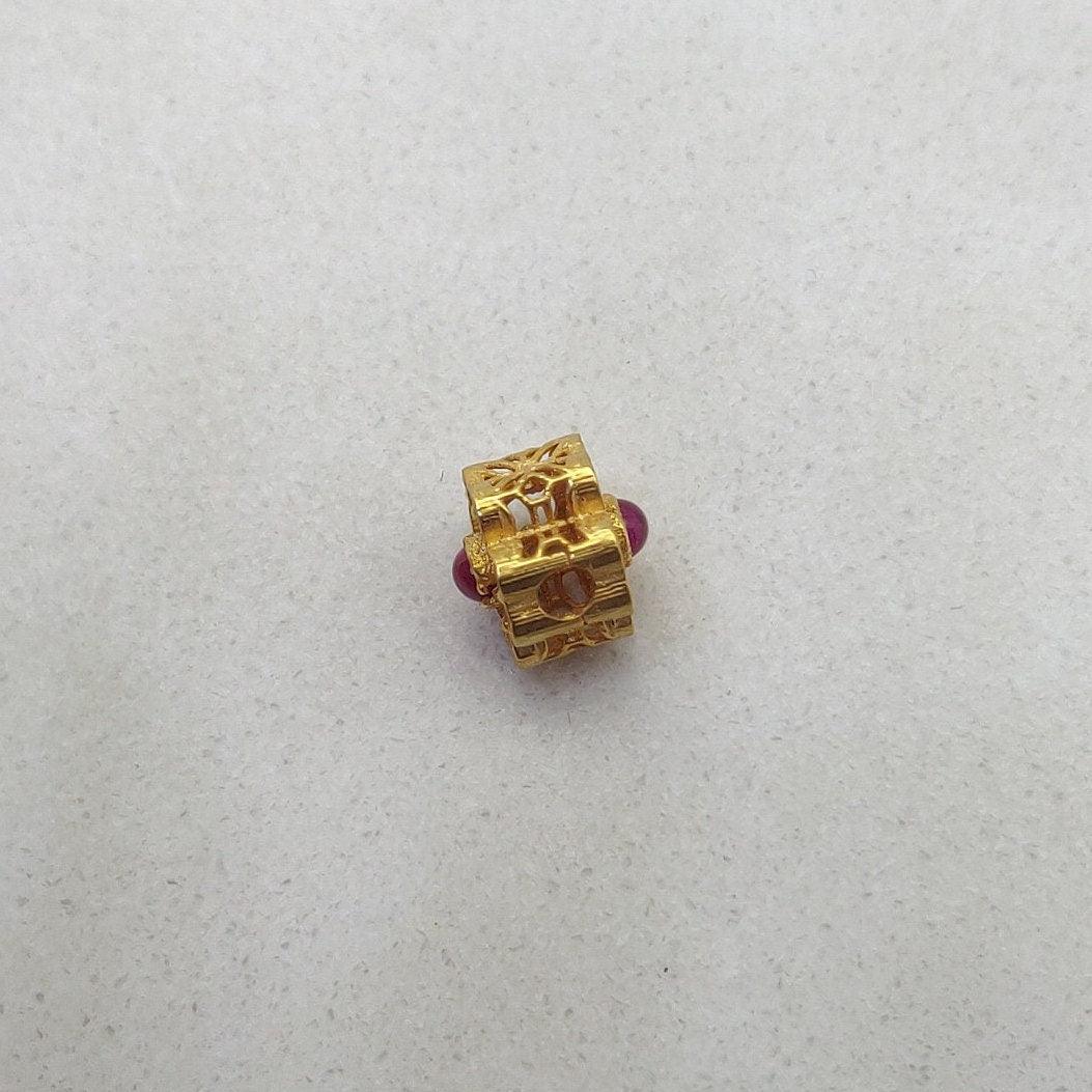 18KTT Gold Unique Studded Stone Spacer Beads Findings 7mm