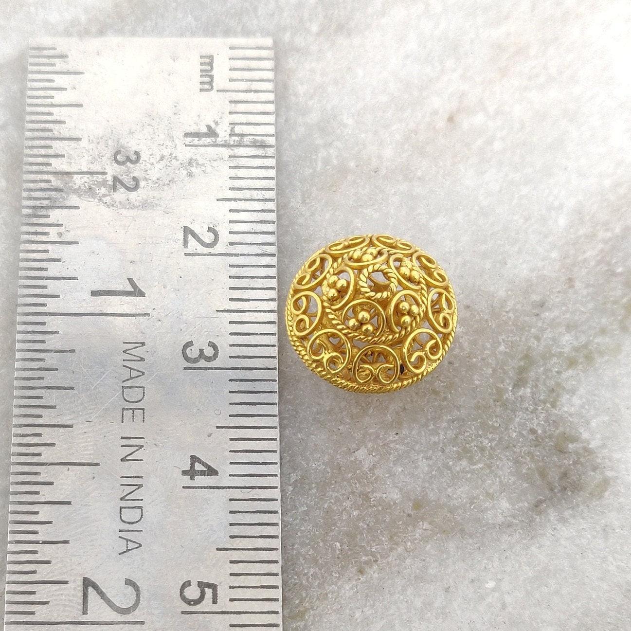 18KTT Gold Filigree Bicon Rondelle Spacer Beads 13mm