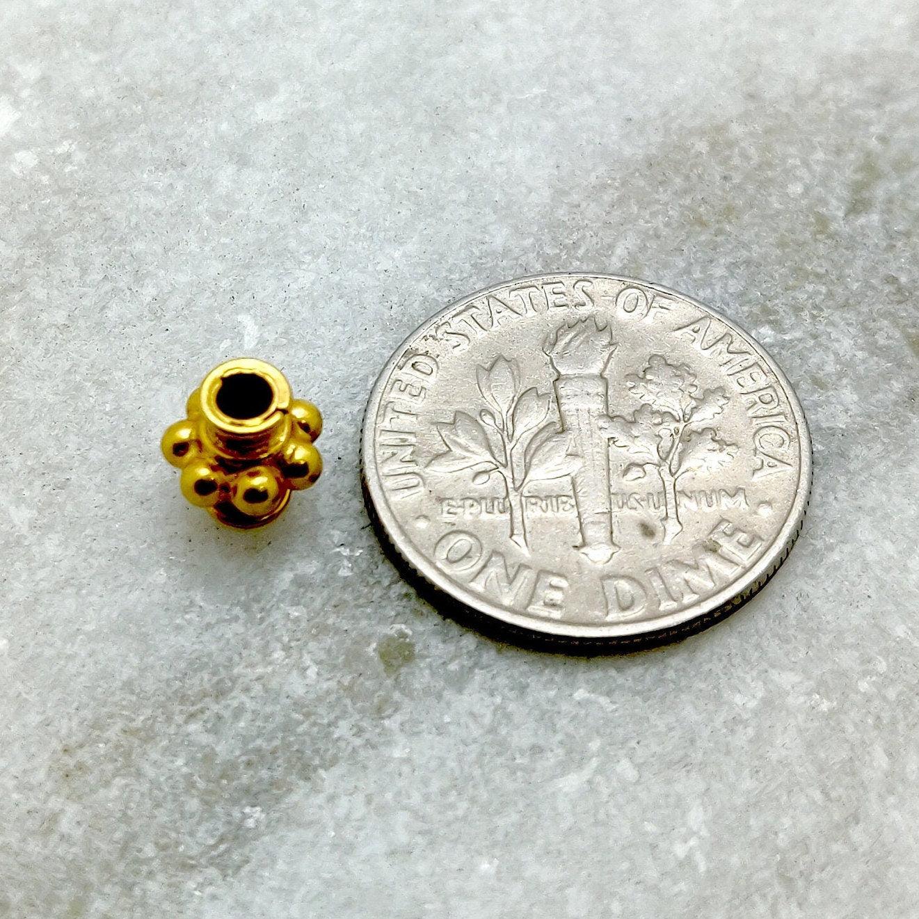 18K Gold Rondelle Tube Spacer Beads 6mm