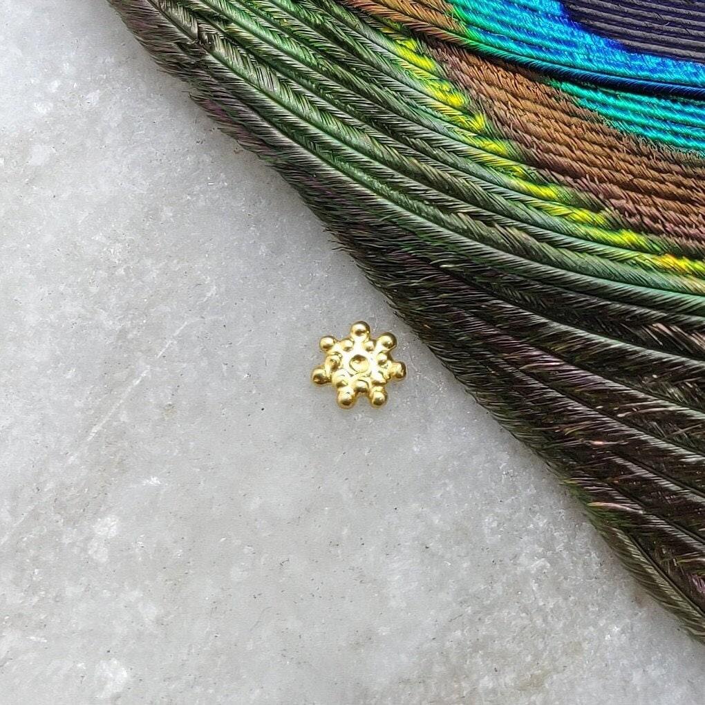 18K Gold Wheel Gold Spacer Bead Components Jewelry Supplies Sold as 2 Pcs