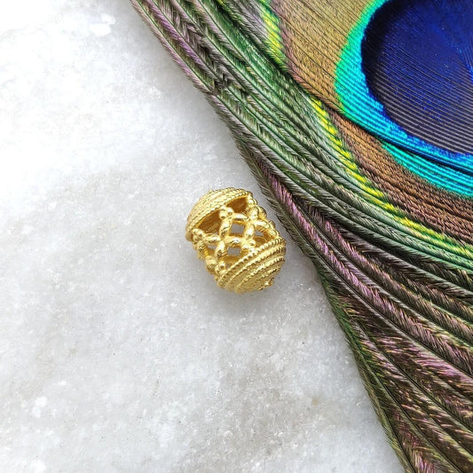 18KT Solid Yellow Gold Drum Gold Spacer Bead Components 11x8mm