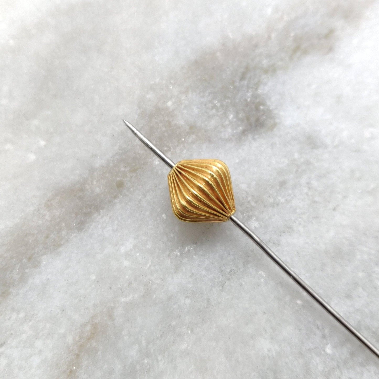 18KTT Gold Fluted Round Spacer Beads Finding - 13x12mm