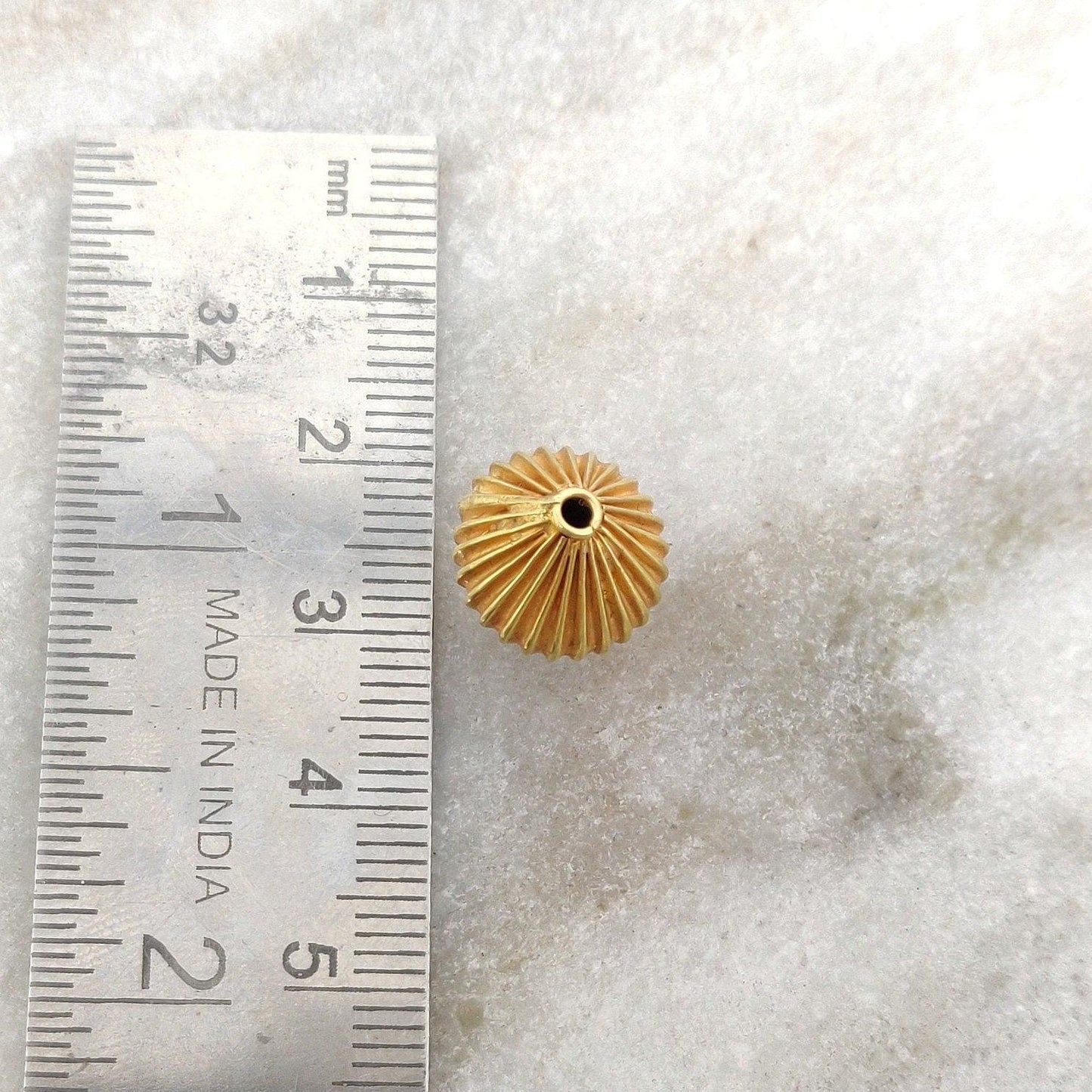 18KTT Gold Fluted Round Spacer Beads Finding - 13x12mm