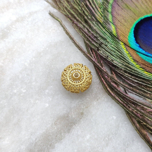 14X8MM 18 Karat Yellow Gold Antique Round Gold Spacer Bead Components