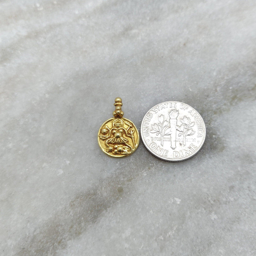 18k Solid Yellow Gold Laxmi Goddess Charm Pendant