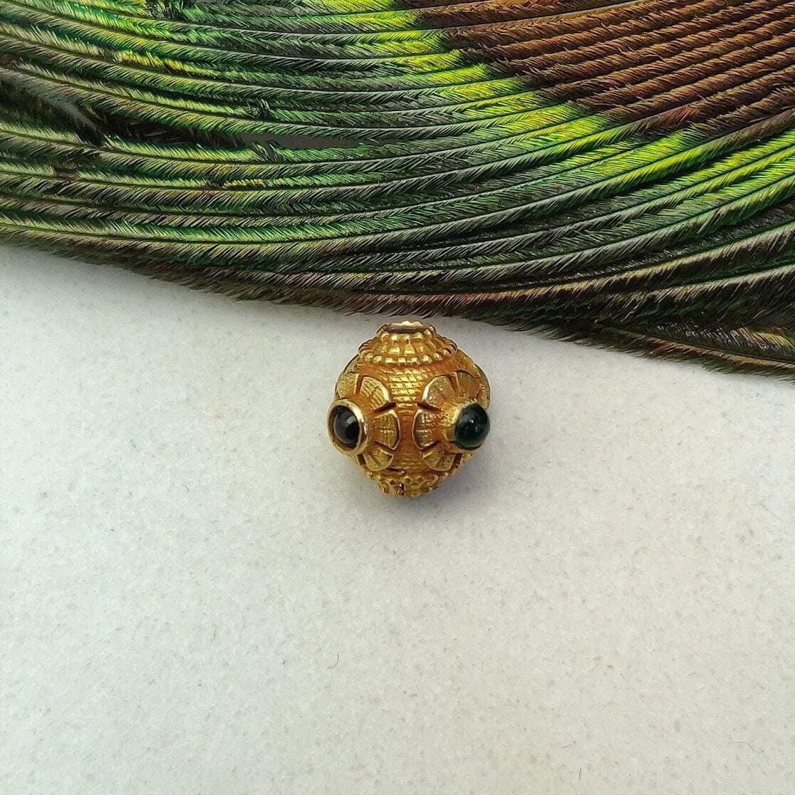 18 Carat Gold Emerald Ball Spacer Beads 9mm