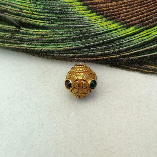 18 Carat Gold Emerald Ball Spacer Beads 9mm