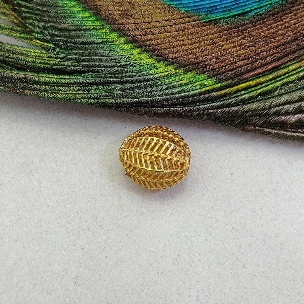 18 Carat Solid Yellow Gold Oval Textured Gold Spacer Bead Components 10x8.5mm