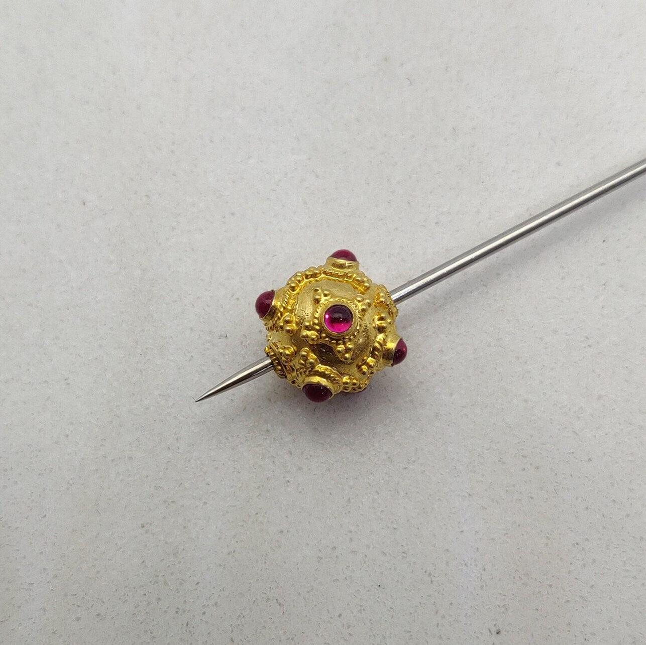 18 Carat Gold Ruby Vintage Ball Spacer Beads-11 mm