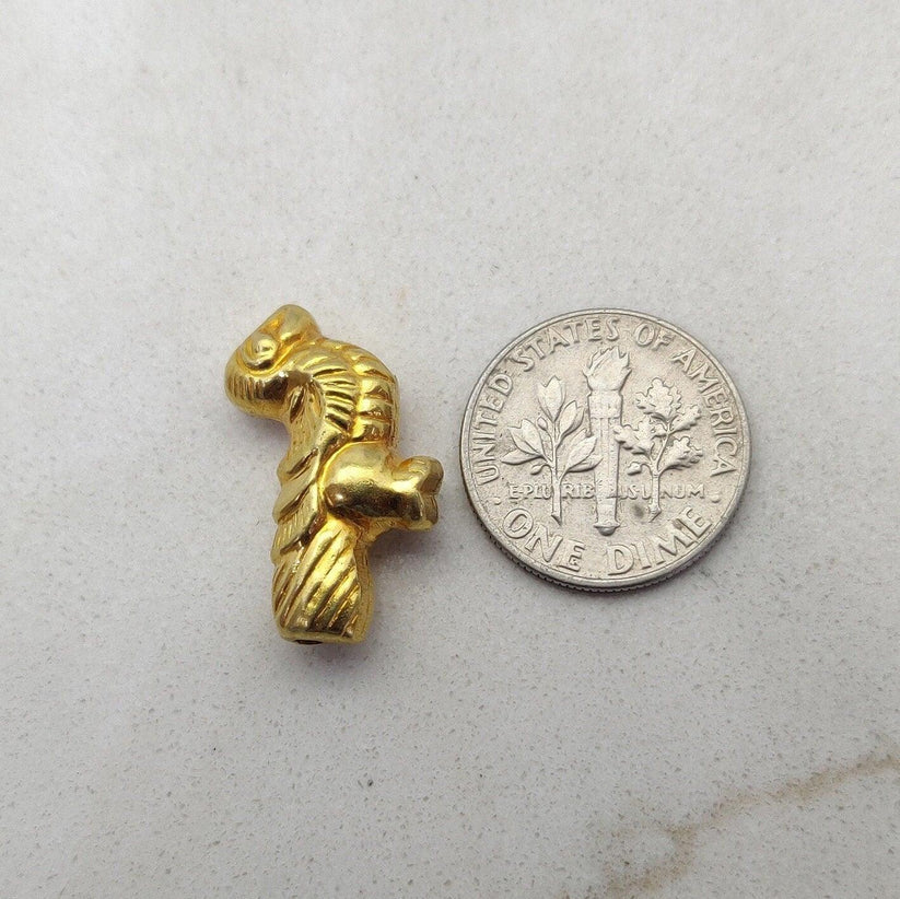 18k Solid Yellow Gold Peacock Charm Pendant