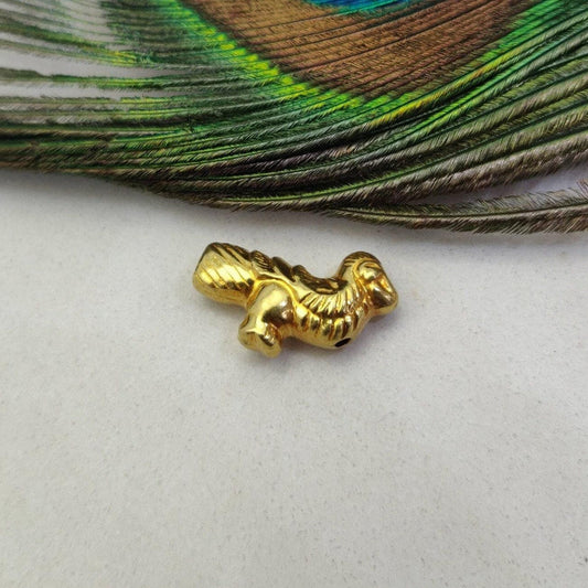 18k Solid Yellow Gold Peacock Charm Pendant