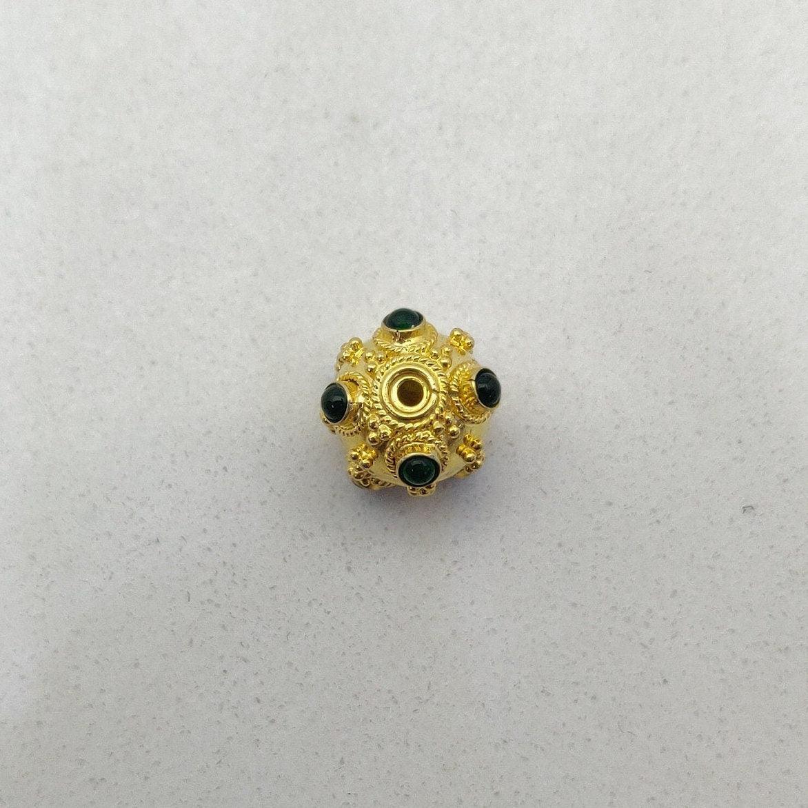 18 Carat Gold Emerald Beads-10 MM