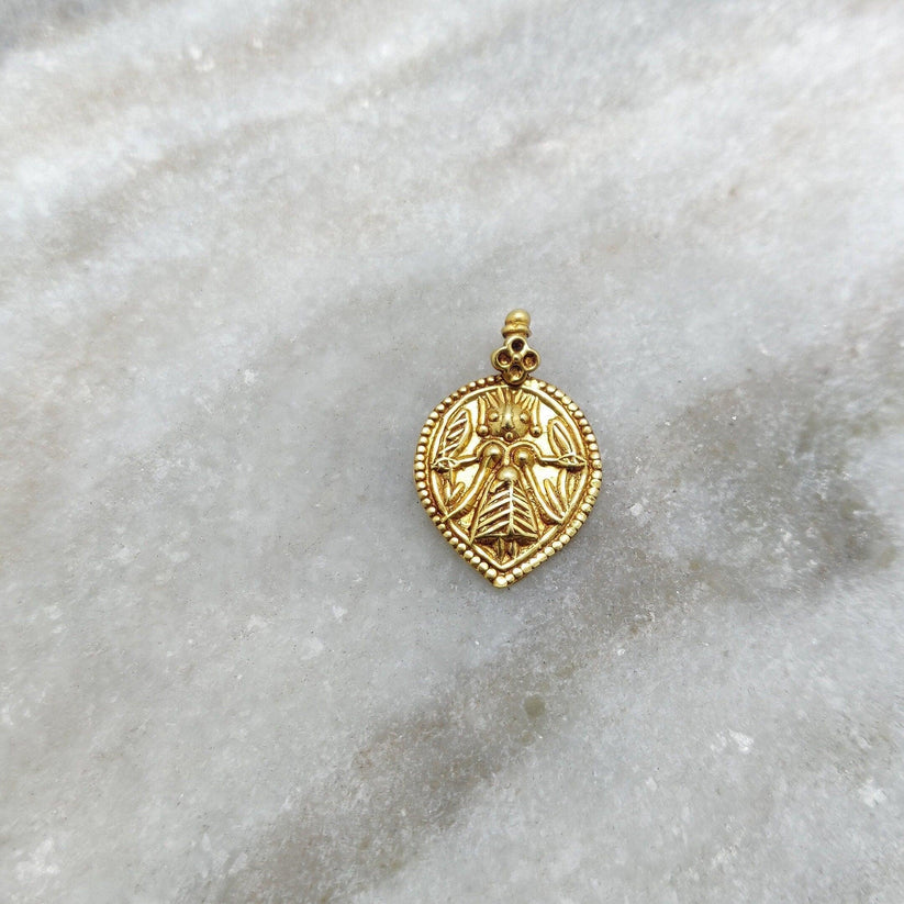 Religious Charm 18k Gold Pendant of Indian Goddess