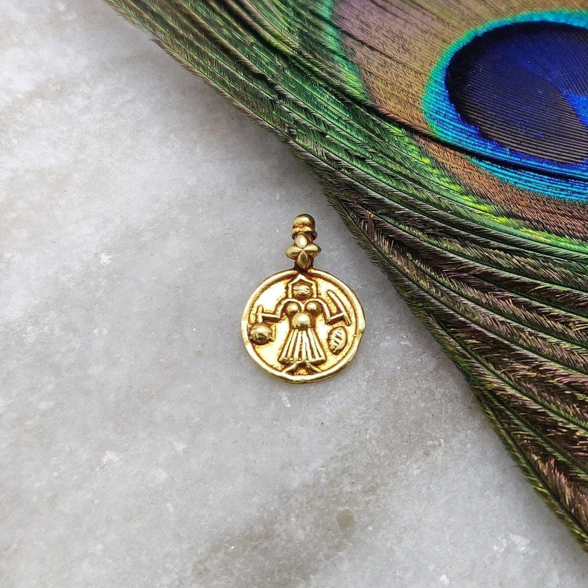 18k Solid Yellow Gold Indian Religion Charm Pendant