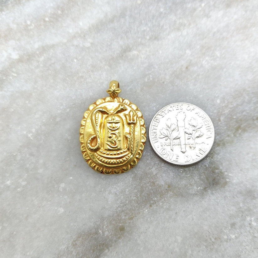 18k Solid Yellow Gold Indian Gold Shiva Charm Pendant