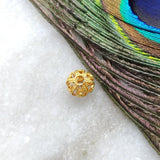 18 Karat Solid Yellow Gold Round Gold Spacer Bead Components 9x7mm
