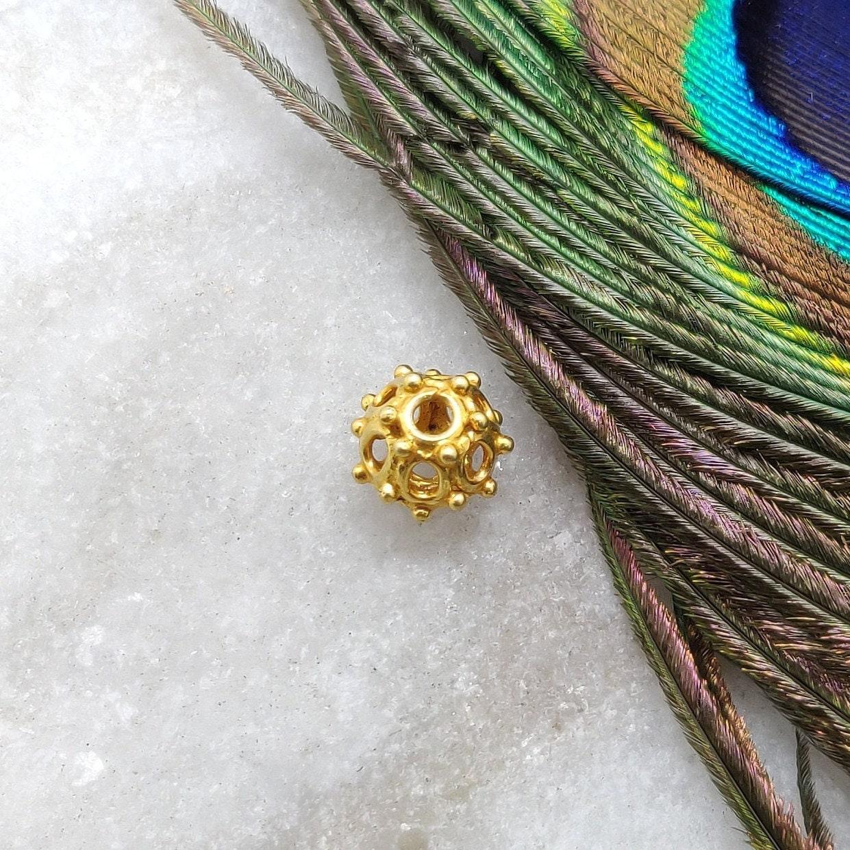 18KT Solid Yellow Gold Petite Round Gold Spacer Bead Components