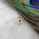18k Yellow Gold Tiny Stone Charm Pendant 10mm - Sar Gems
