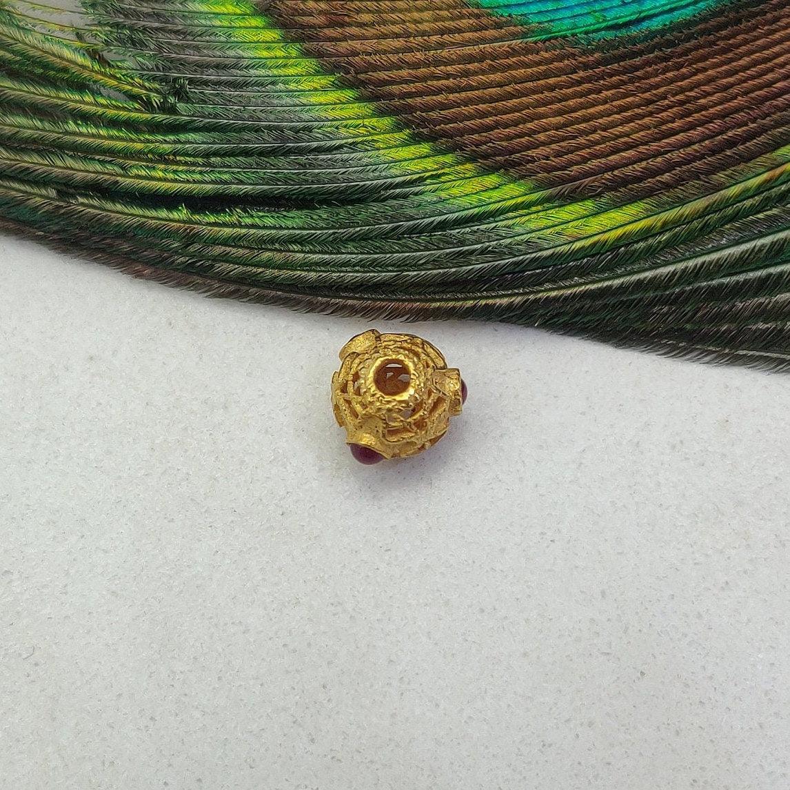18K Gold Rondelle Stone Bead For Jewelry Findings 7mm