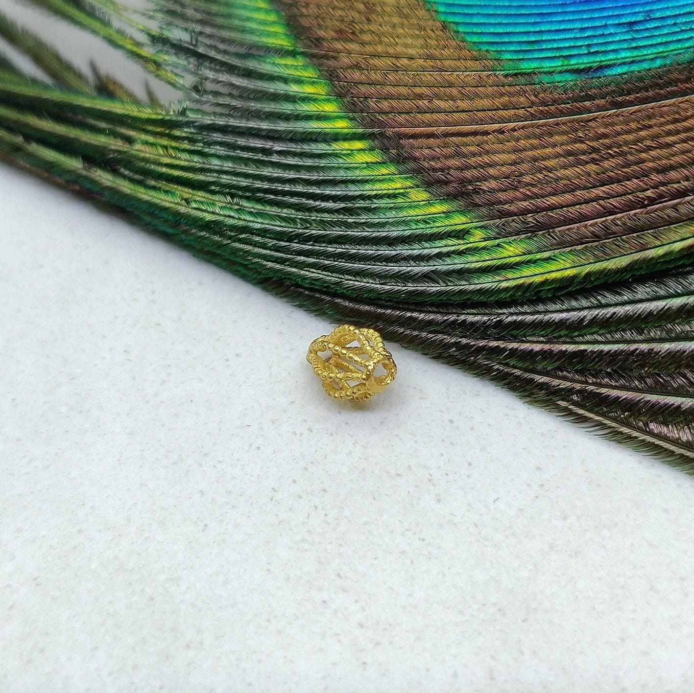 18KT Yellow Gold 5x6mm Oval Lantern Gold Spacer Bead Components