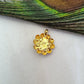 18k Solid Yellow Gold Emerald Flower Charm Pendant - Sar Gems