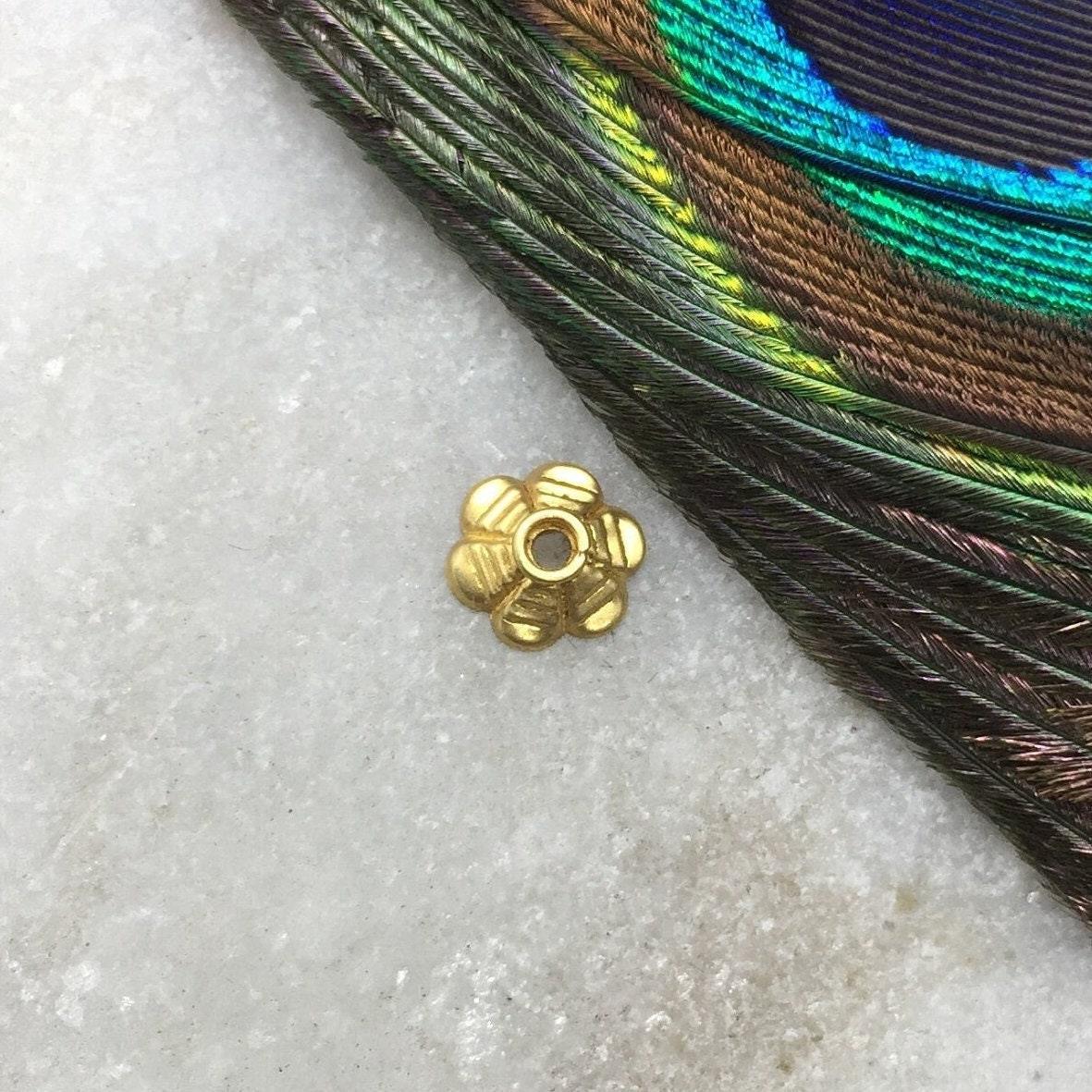 7mm 18K Gold  Floral Cap Spacer Bead Cap Finding for Elegant Jewelry Designs