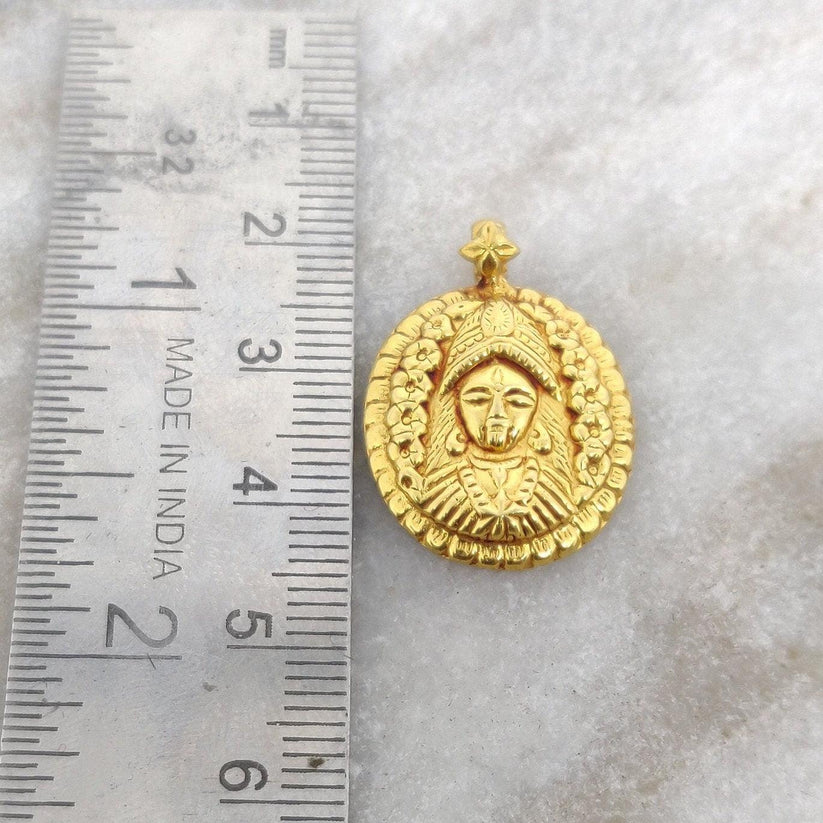 18k Solid Yellow Gold Indian Goddess Charm Pendant