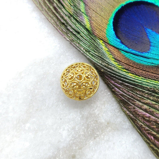 18KTT Gold Filigree Bicon Rondelle Spacer Beads 13mm