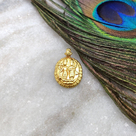 18k Solid Yellow Gold Indian God Charm Pendant