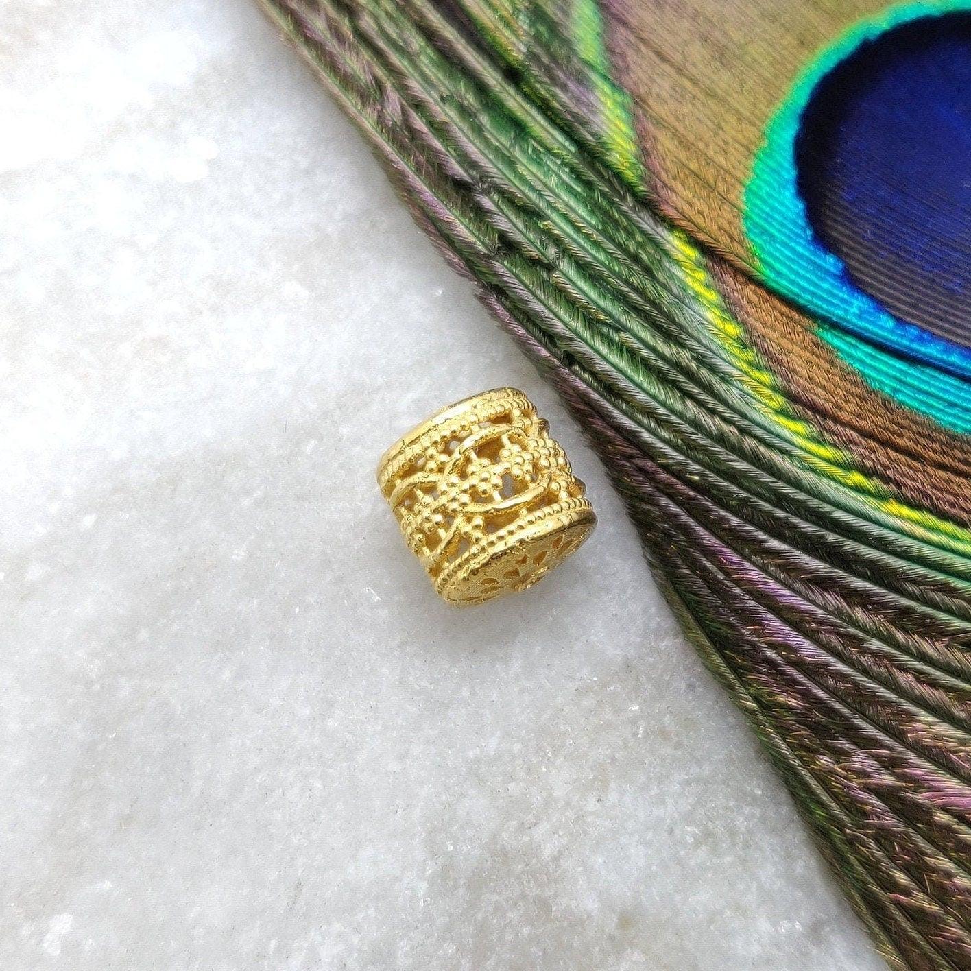 18KT Solid Yellow Gold Drum Gold Spacer Bead Components 10x9mm