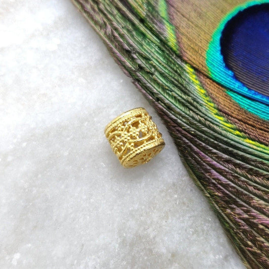 18KT Solid Yellow Gold Drum Gold Spacer Bead Components 10x9mm