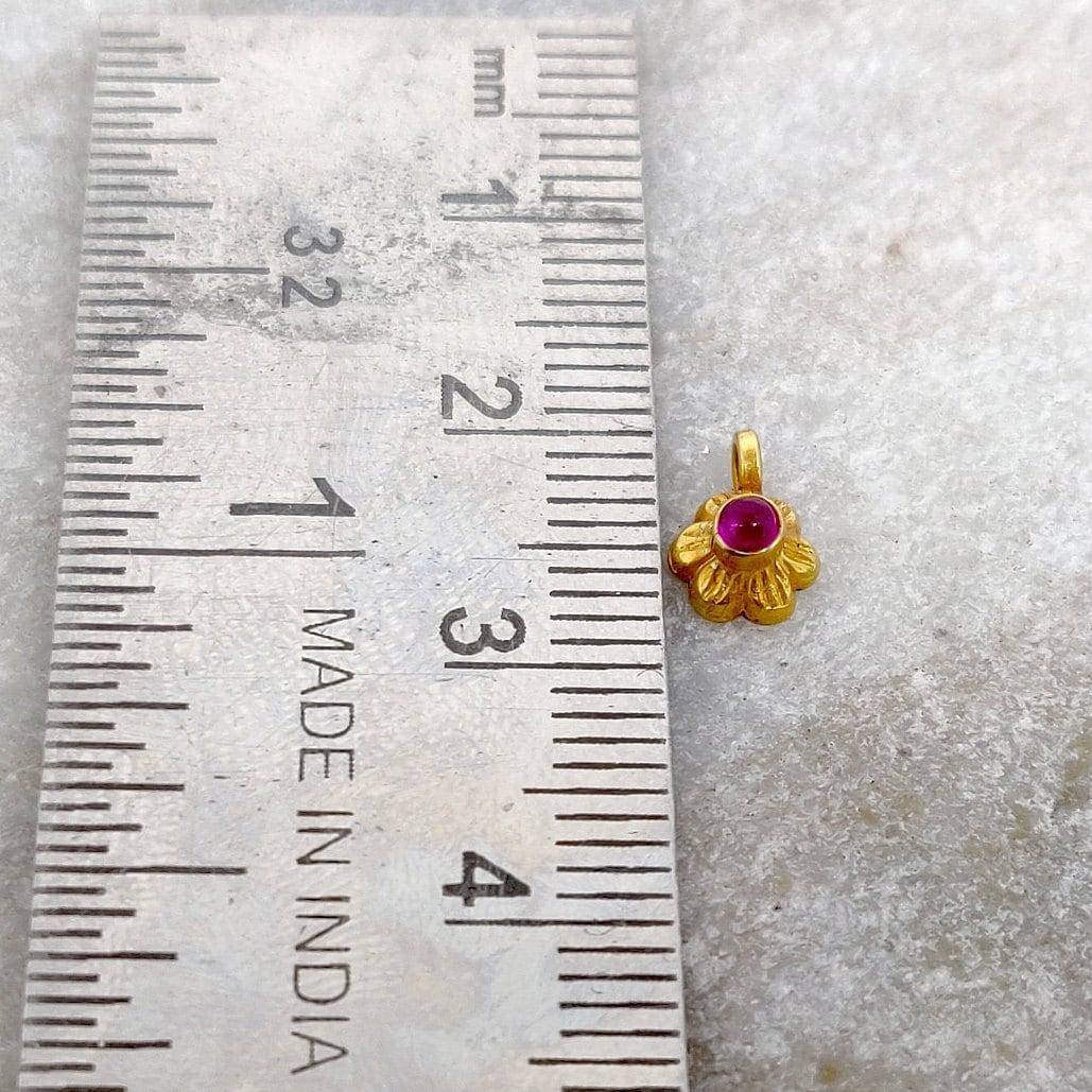 18k Solid Yellow Gold Flower Fancy Charm 7mm - Sar Gems