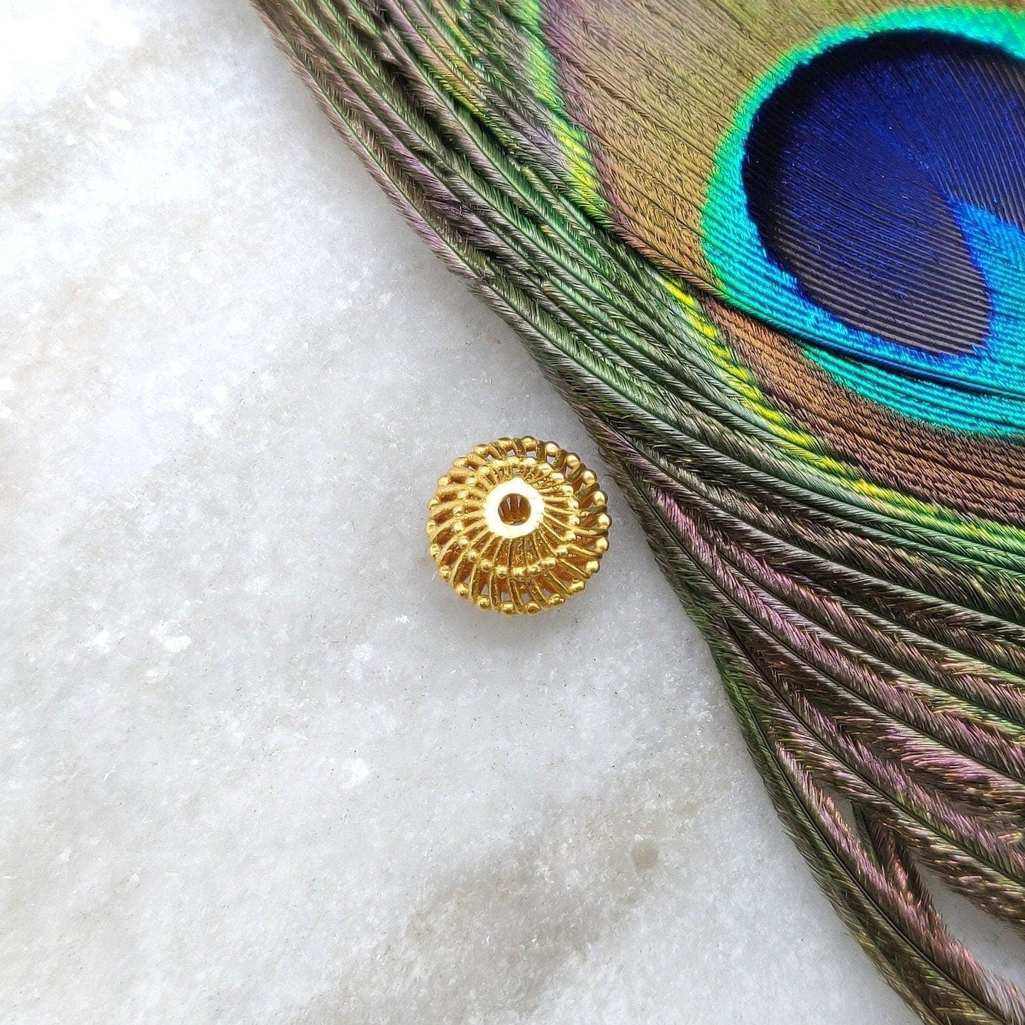 Spiral 18KT Solid Gold Swirl Beads Round Findings Supplies