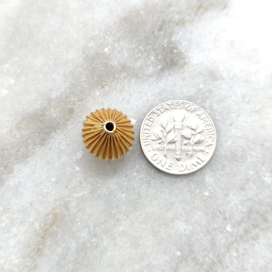 18KTT Gold Fluted Round Spacer Beads Finding - 13x12mm - view 3