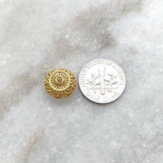 18KTT Gold Antique Spacer Beads 11x8mm - view 3