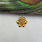 18k Solid Yellow Gold Turquoise Floral Charm Pendant-13 MM