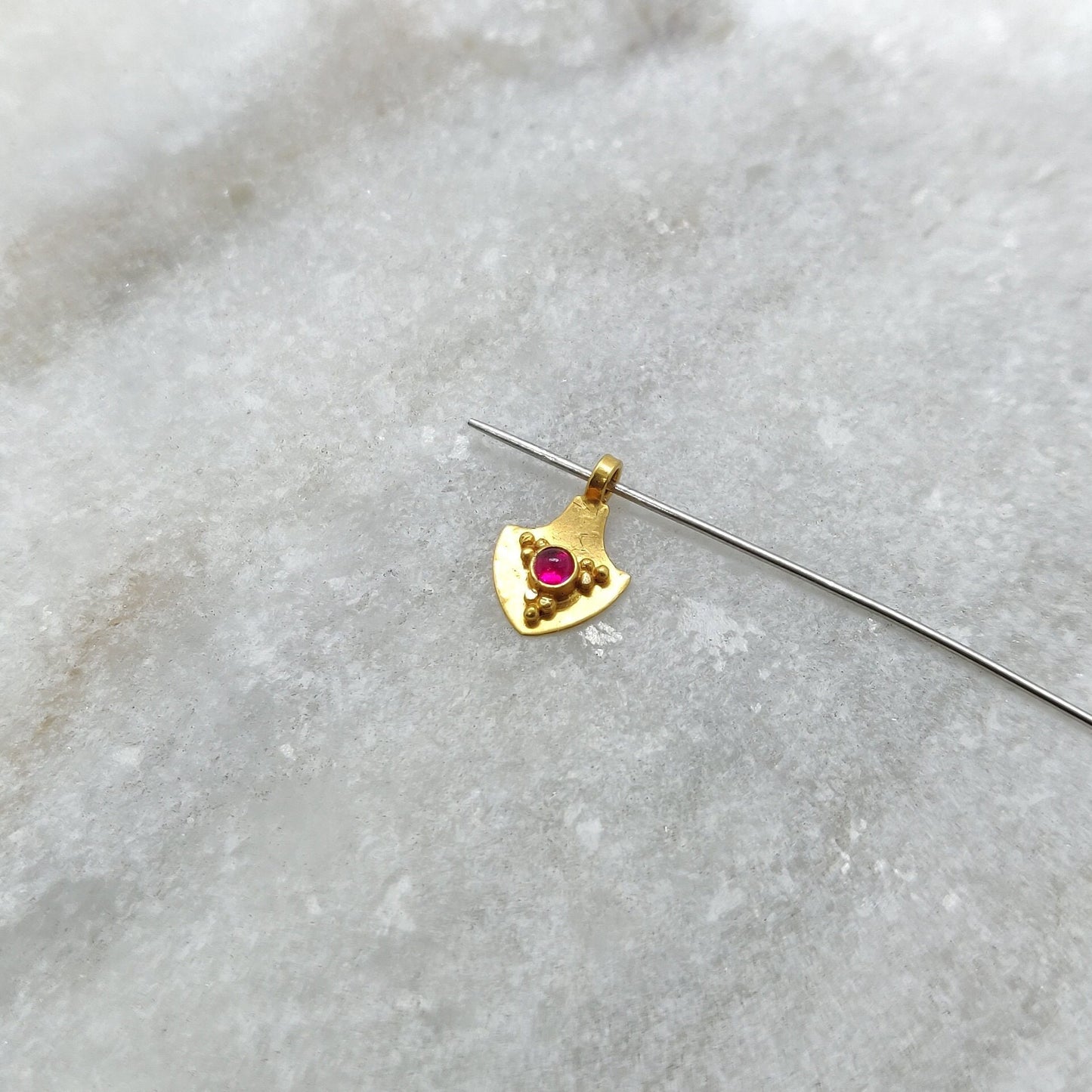 18k Yellow Gold Charm Ruby Pendant