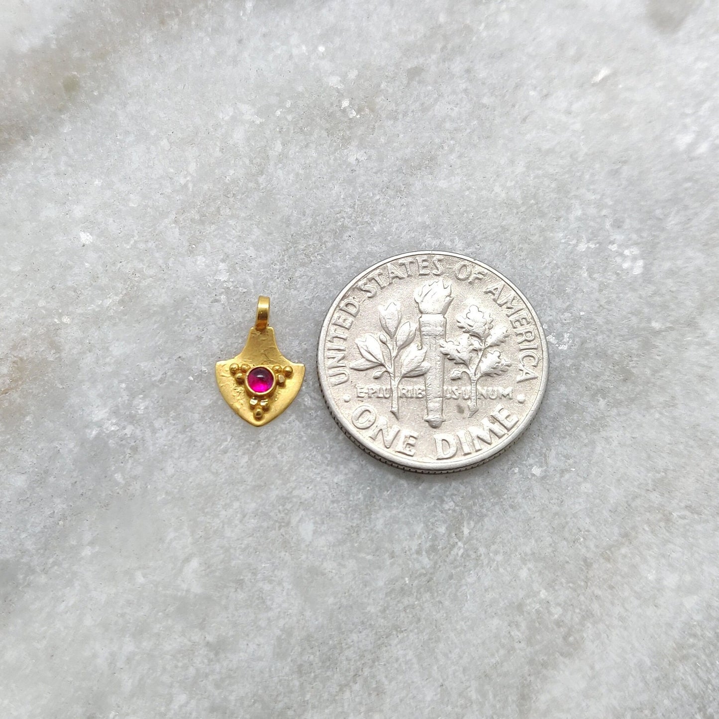 18k Yellow Gold Charm Ruby Pendant