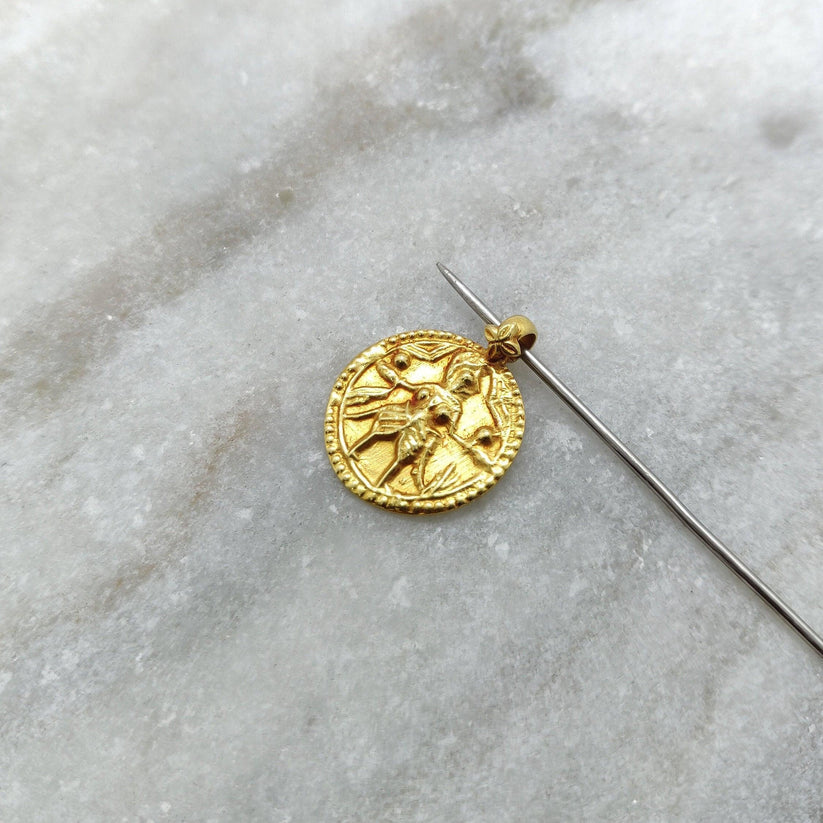 18K Gold Pendant of Indian Goddess Charm Pendant