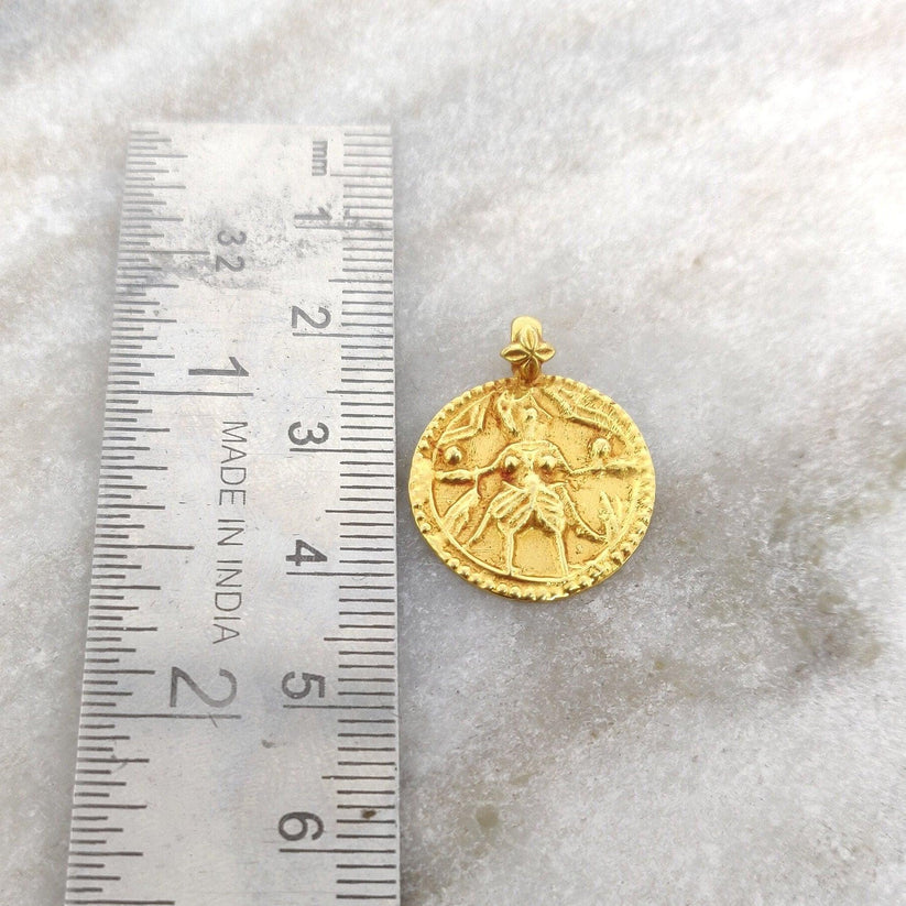 18K Gold Pendant of Indian Goddess Charm Pendant