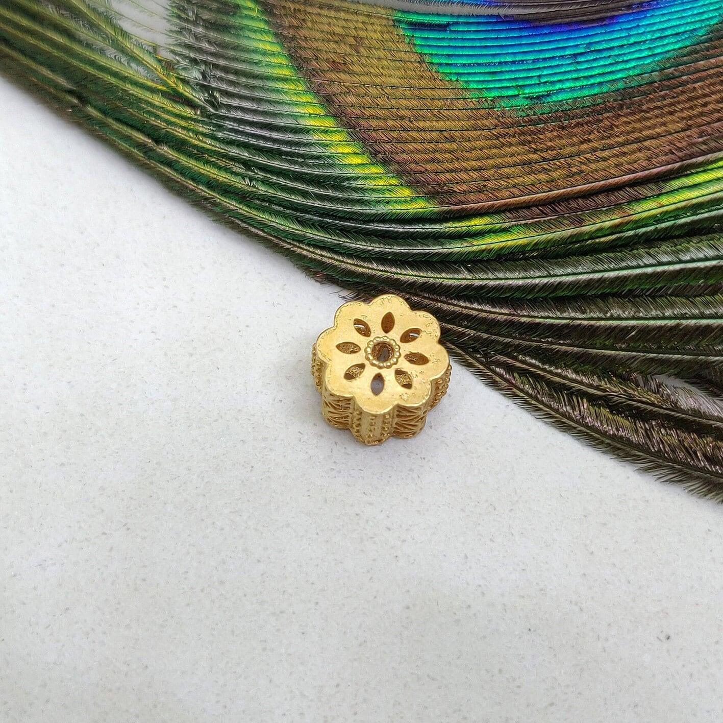 18KT Gold Fancy Wheel Spacer Bead Finding For Necklace 10mm