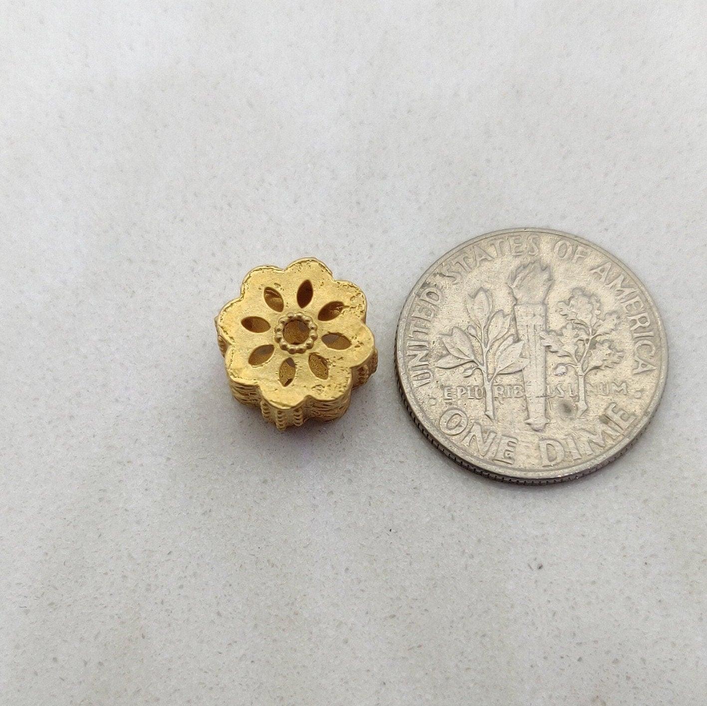 18KT Gold Fancy Wheel Spacer Bead Finding For Necklace 10mm