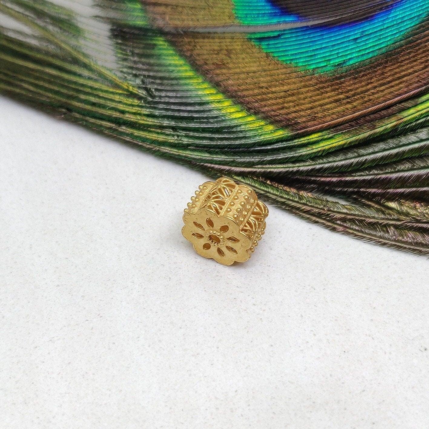 18KT Gold Fancy Wheel Spacer Bead Finding For Necklace 10mm