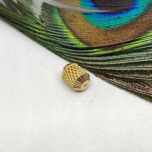 18K Gold Filigree Mesh Tube Gold Spacer Bead Finding 11mm