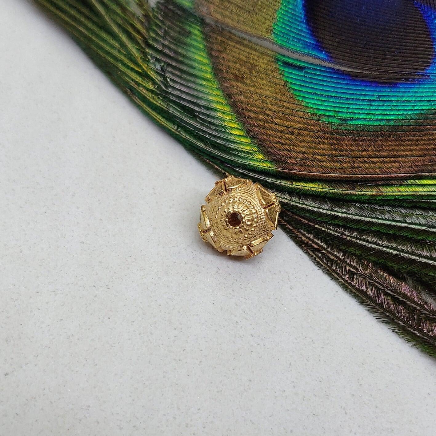 18K Gold Antique Rondelle Spacer Beads Findings 11mm