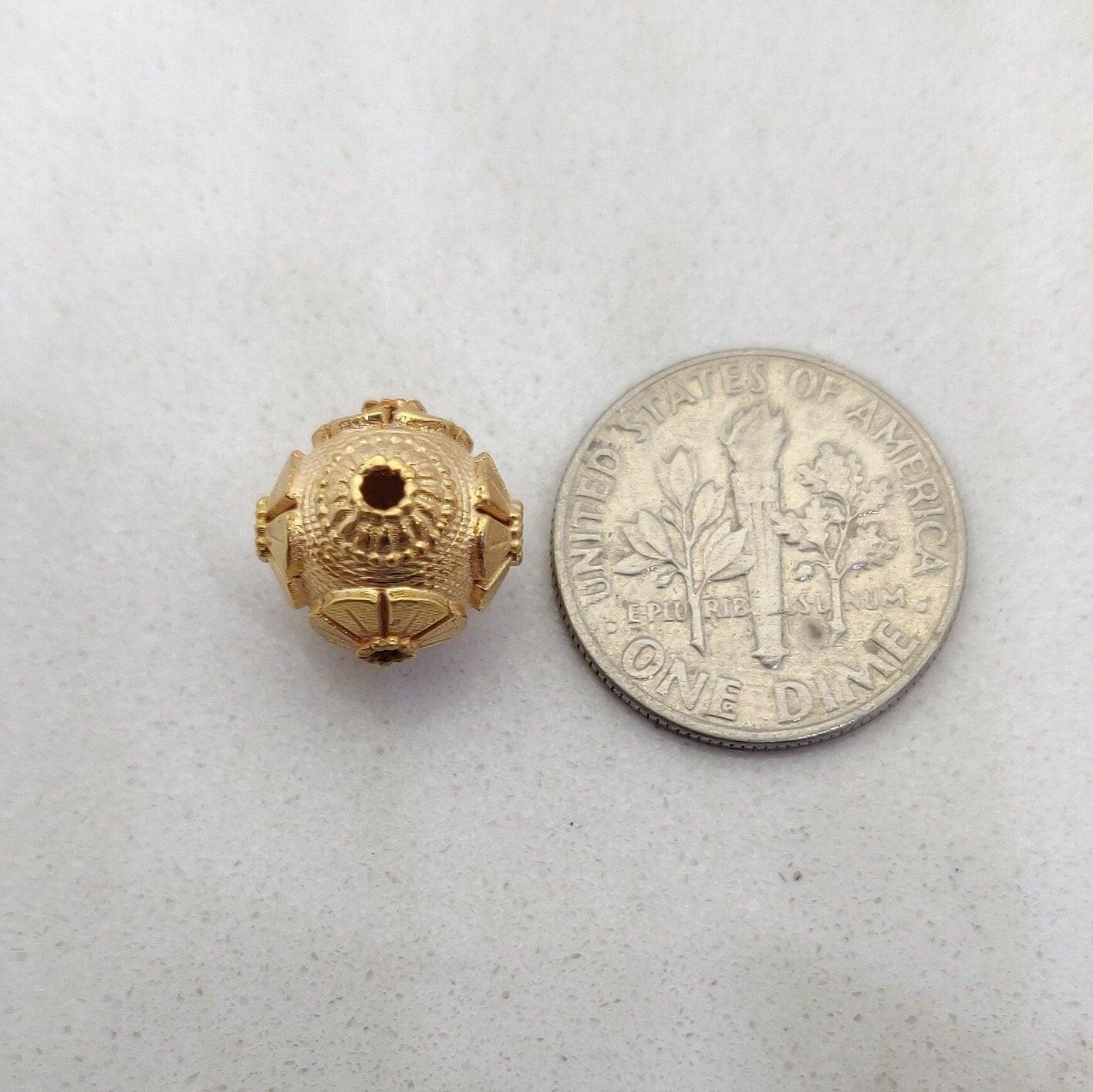 18K Gold Antique Rondelle Spacer Beads Findings 11mm