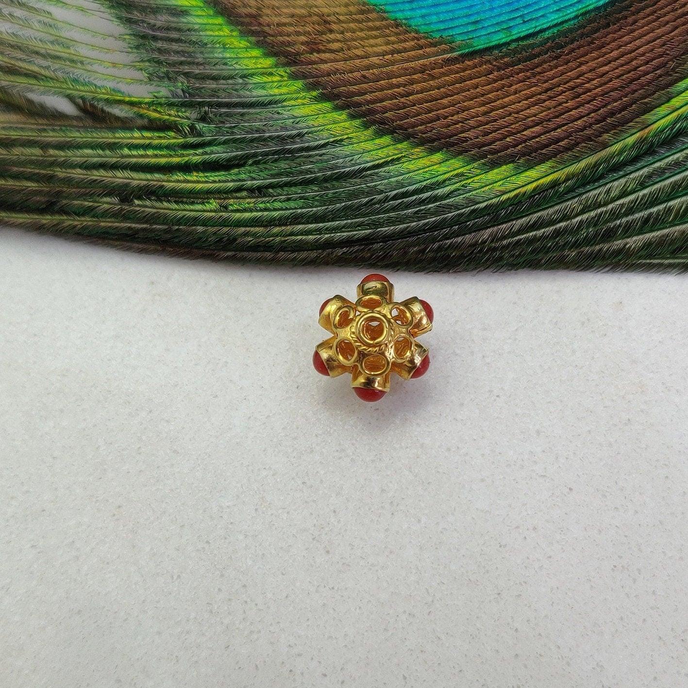 18 Karat Gold Gemstone Round Spacer Beads-10 MM